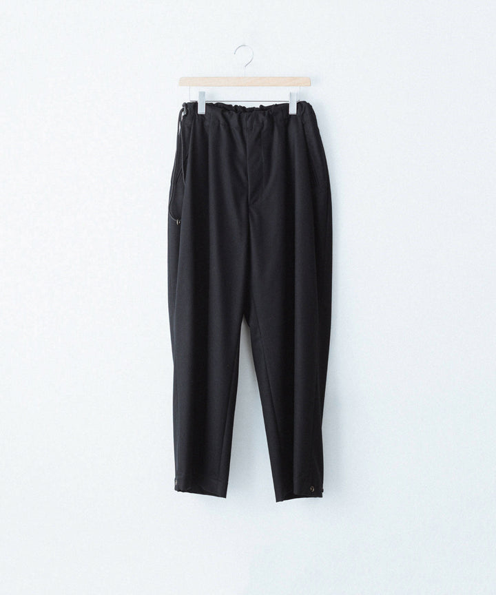 【ANTHEM A】WOOL CASHMERE POPLIN MELTON NO-BRAINER PANTS - BLACK