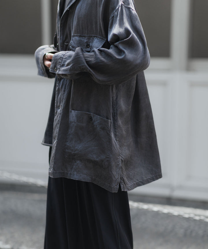 ANTHEM A-アンセムエーのPIGMENT CUPRO OPEN COLLAR SHIRTのCHARCOAL 公式通販サイトsession福岡セレクトショップ