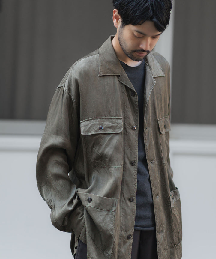 ANTHEM A-アンセムエーのPIGMENT CUPRO OPEN COLLAR SHIRTのKHAKI 公式通販サイトsession福岡セレクトショップ