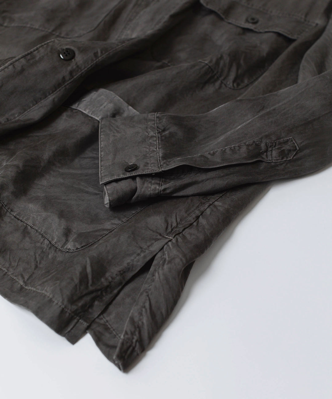 ANTHEM A-アンセムエーのPIGMENT CUPRO OPEN COLLAR SHIRTのCHARCOAL 公式通販サイトsession福岡セレクトショップ