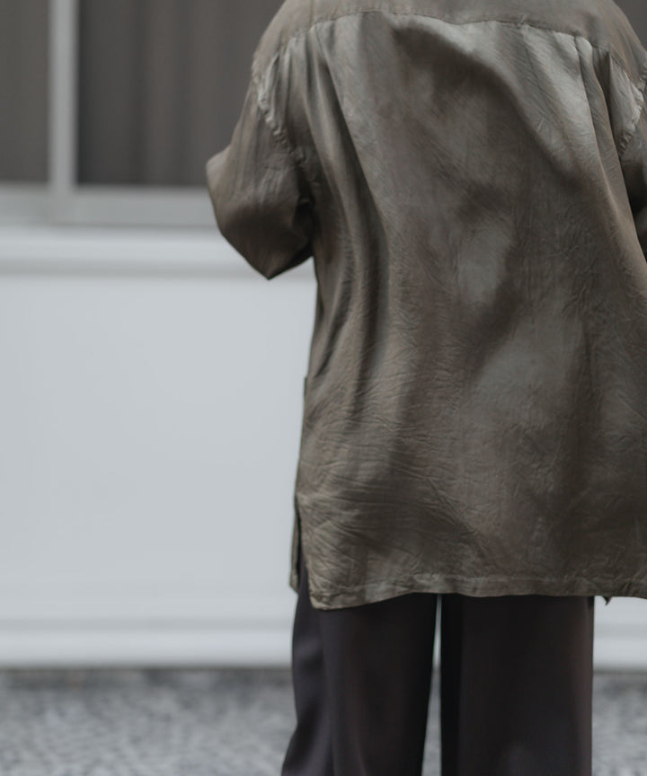 ANTHEM A-アンセムエーのPIGMENT CUPRO OPEN COLLAR SHIRTのKHAKI 公式通販サイトsession福岡セレクトショップ