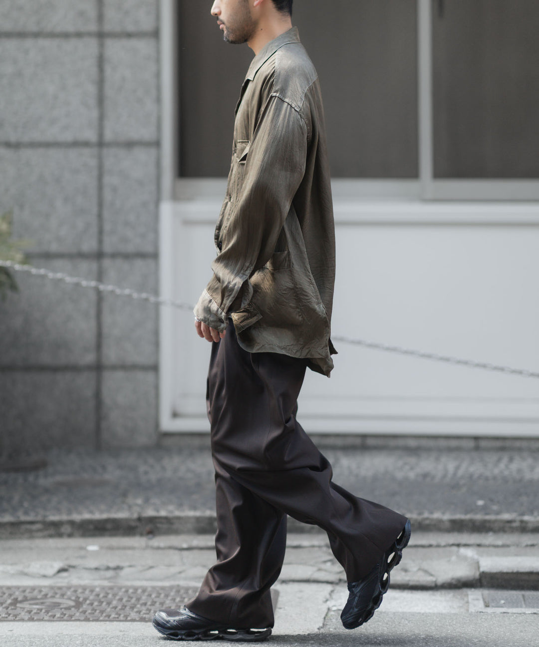 ANTHEM A-アンセムエーのPIGMENT CUPRO OPEN COLLAR SHIRTのKHAKI 公式通販サイトsession福岡セレクトショップ
