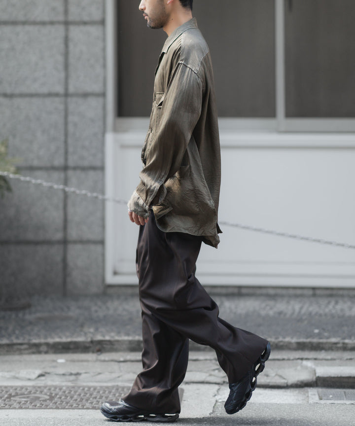 ANTHEM A-アンセムエーのPIGMENT CUPRO OPEN COLLAR SHIRTのKHAKI 公式通販サイトsession福岡セレクトショップ