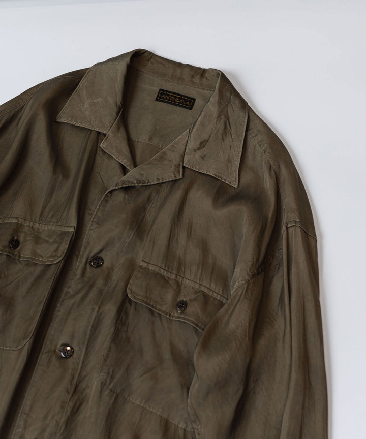 ANTHEM A-アンセムエーのPIGMENT CUPRO OPEN COLLAR SHIRTのKHAKI 公式通販サイトsession福岡セレクトショップ