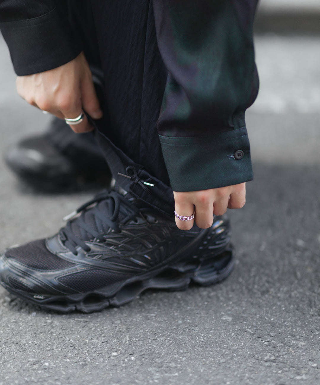 ANTHEM A-アンセムエーのSATIN MILITARY EASY PANTSのBLACK 公式通販サイトsession福岡セレクトショップ 