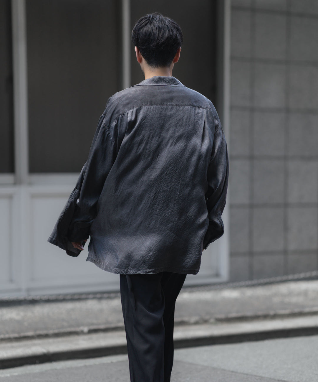 ANTHEM A-アンセムエーのPIGMENT CUPRO OPEN COLLAR SHIRTのCHARCOAL 公式通販サイトsession福岡セレクトショップ