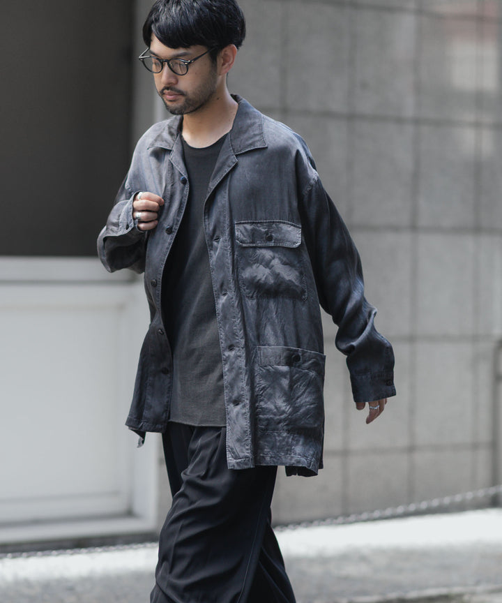 ANTHEM A-アンセムエーのPIGMENT CUPRO OPEN COLLAR SHIRTのCHARCOAL 公式通販サイトsession福岡セレクトショップ