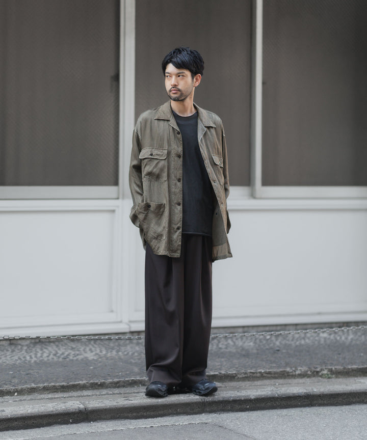 ANTHEM A-アンセムエーのPIGMENT CUPRO OPEN COLLAR SHIRTのKHAKI 公式通販サイトsession福岡セレクトショップ
