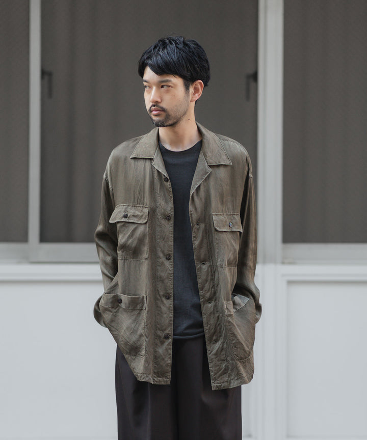 ANTHEM A-アンセムエーのPIGMENT CUPRO OPEN COLLAR SHIRTのKHAKI 公式通販サイトsession福岡セレクトショップ