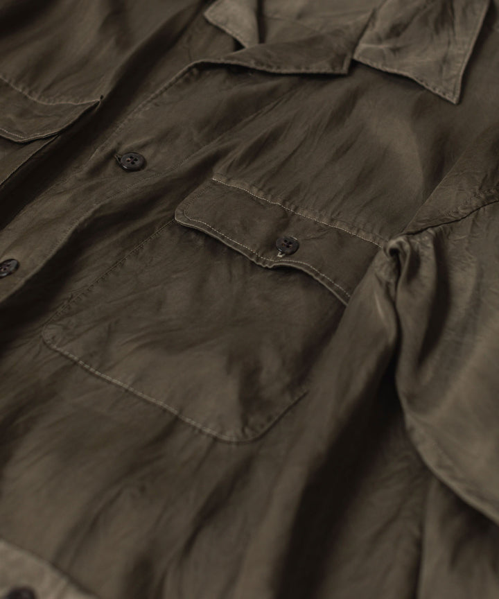 ANTHEM A-アンセムエーのPIGMENT CUPRO OPEN COLLAR SHIRTのKHAKI 公式通販サイトsession福岡セレクトショップ