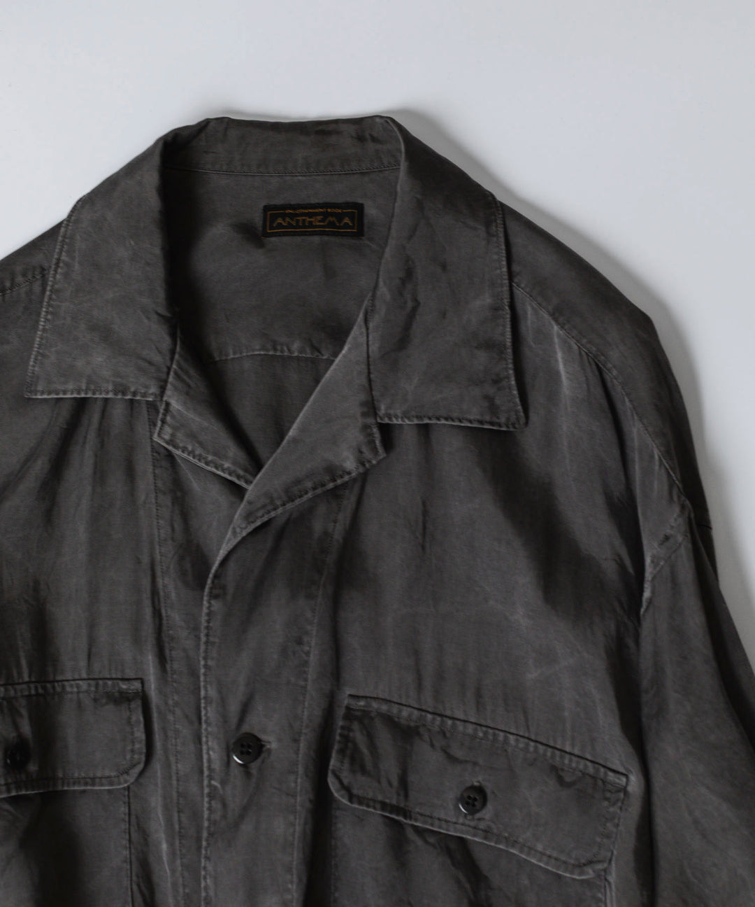 ANTHEM A-アンセムエーのPIGMENT CUPRO OPEN COLLAR SHIRTのCHARCOAL 公式通販サイトsession福岡セレクトショップ