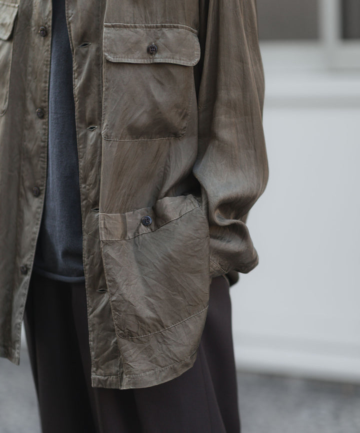 ANTHEM A-アンセムエーのPIGMENT CUPRO OPEN COLLAR SHIRTのKHAKI 公式通販サイトsession福岡セレクトショップ