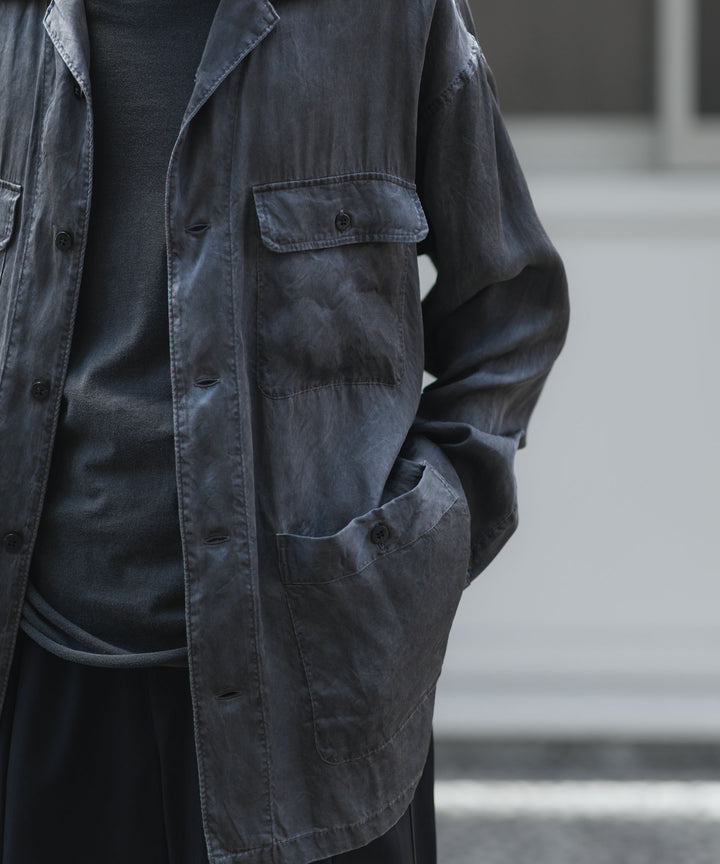 ANTHEM A-アンセムエーのPIGMENT CUPRO OPEN COLLAR SHIRTのCHARCOAL 公式通販サイトsession福岡セレクトショップ
