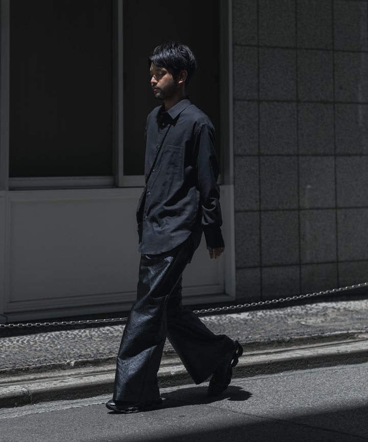 ANTHEM A-アンセムエーのLEATHER LIKE 2TUCK WIDE PANTSのBLACK公式通販サイトsession福岡セレクトショップ
