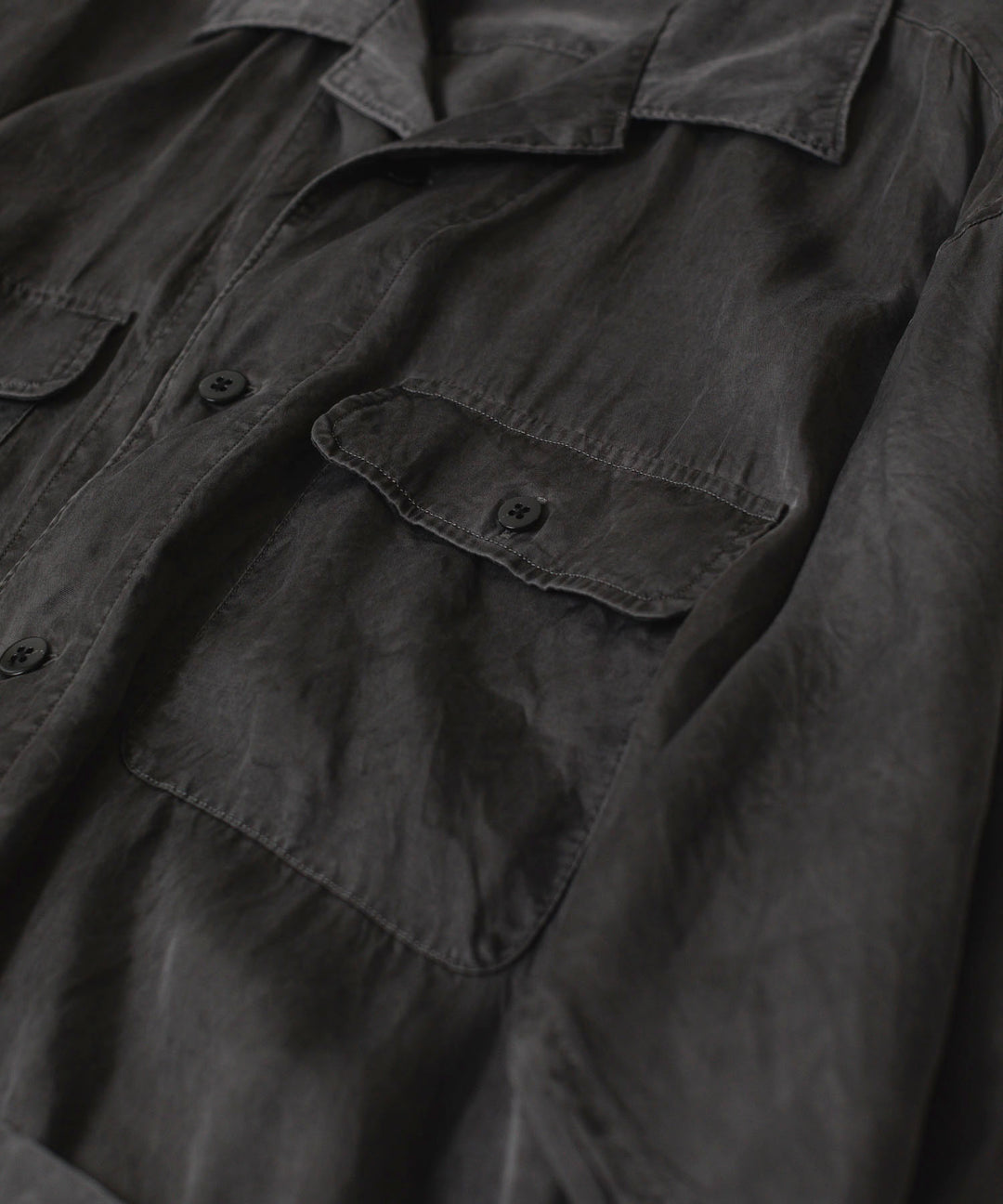 ANTHEM A-アンセムエーのPIGMENT CUPRO OPEN COLLAR SHIRTのCHARCOAL 公式通販サイトsession福岡セレクトショップ