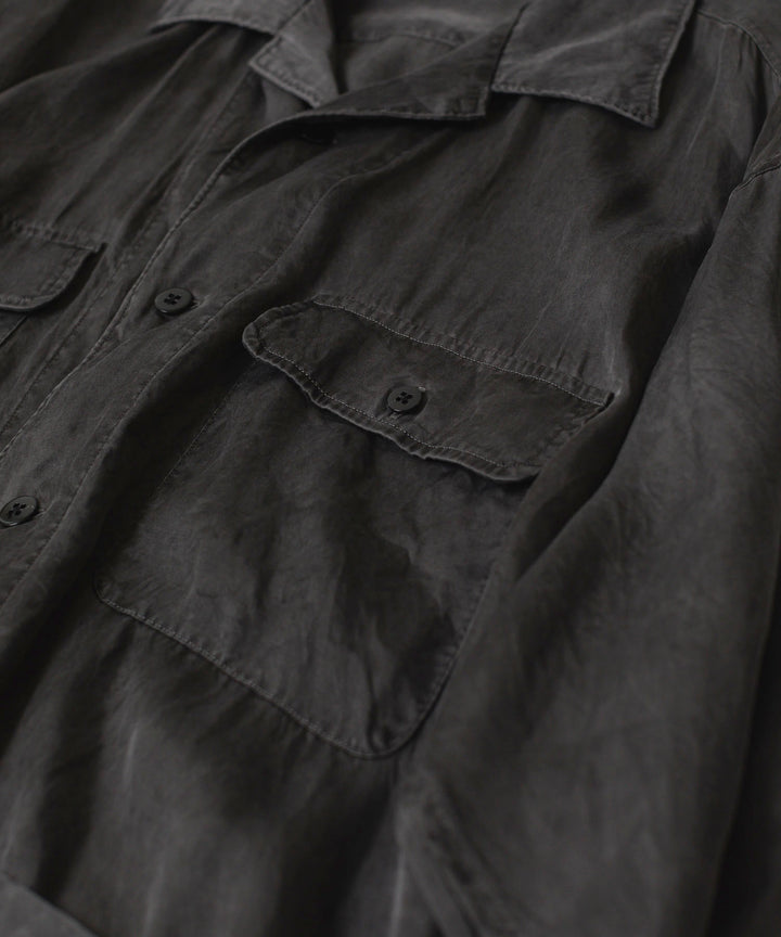 ANTHEM A-アンセムエーのPIGMENT CUPRO OPEN COLLAR SHIRTのCHARCOAL 公式通販サイトsession福岡セレクトショップ