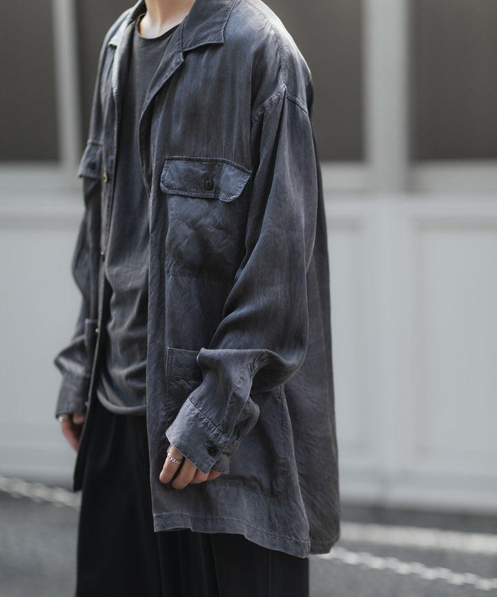 ANTHEM A-アンセムエーのPIGMENT CUPRO OPEN COLLAR SHIRTのCHARCOAL 公式通販サイトsession福岡セレクトショップ