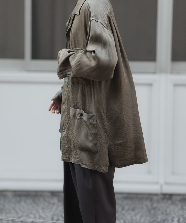 ANTHEM A-アンセムエーのPIGMENT CUPRO OPEN COLLAR SHIRTのKHAKI 公式通販サイトsession福岡セレクトショップ