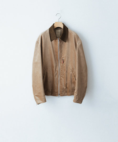 【ANTHEM A】COTTON VELVET MINIMAL RIDING JACKET - BEIGE