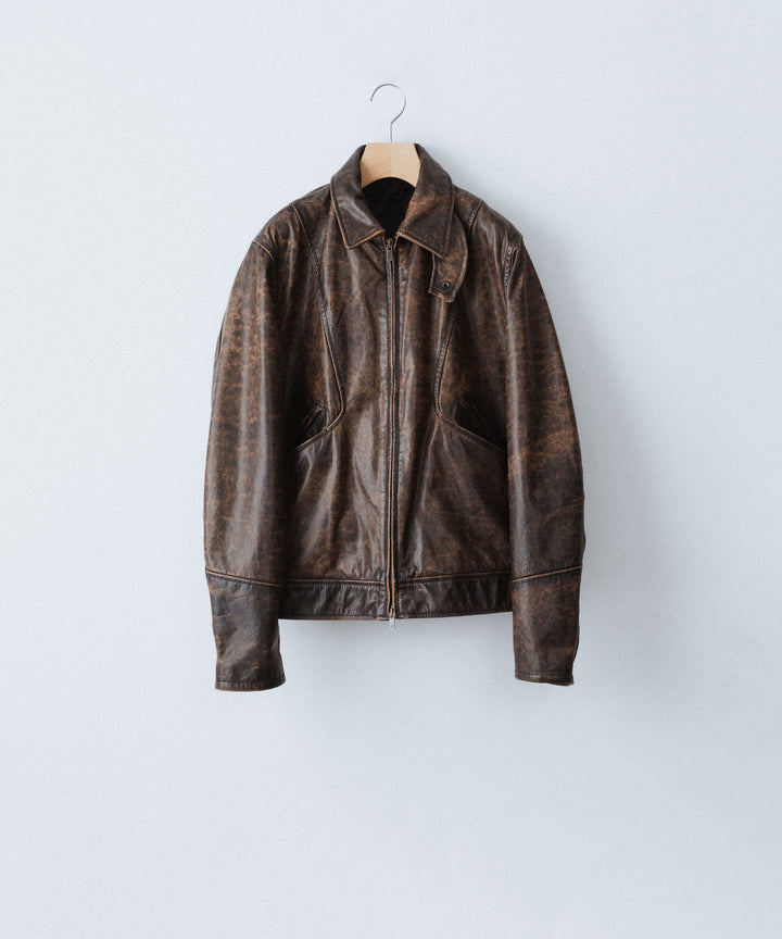 ANTHEM Aアンセムエー のRUSTY BUFFALO LEATHER ZIP BLOUSON - BROWNの公式通販サイトsession福岡セレクトショップ