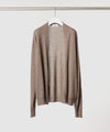 【 ATTACHMENT × JOHN SMEDLEY 】× JOHN SMEDLEY MERINO EXTRAFINE BUTTONLESS V NECK CARDIGAN - D.CAMEL