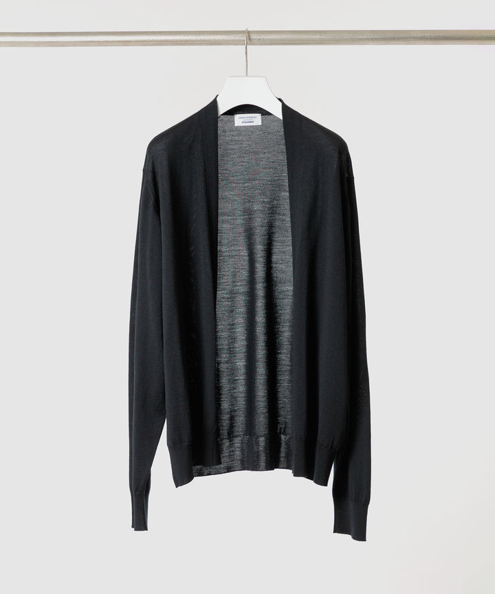 ATTACHMENT アタッチメント × JOHN SMEDLEYの× JOHN SMEDLEY MERINO EXTRAFINE BUTTONLESS V NECK CARDIGAN - BLACKの公式通販サイトsession福岡セレクトショップ