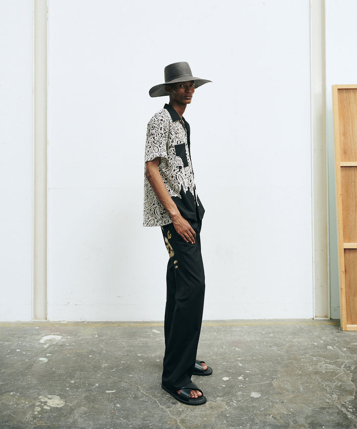 ANTHEM Aアンセムエー のWOOL STRIPE TRO FOIL WESTERN SLACKS - BLACKの公式通販サイトsession福岡セレクトショップ
