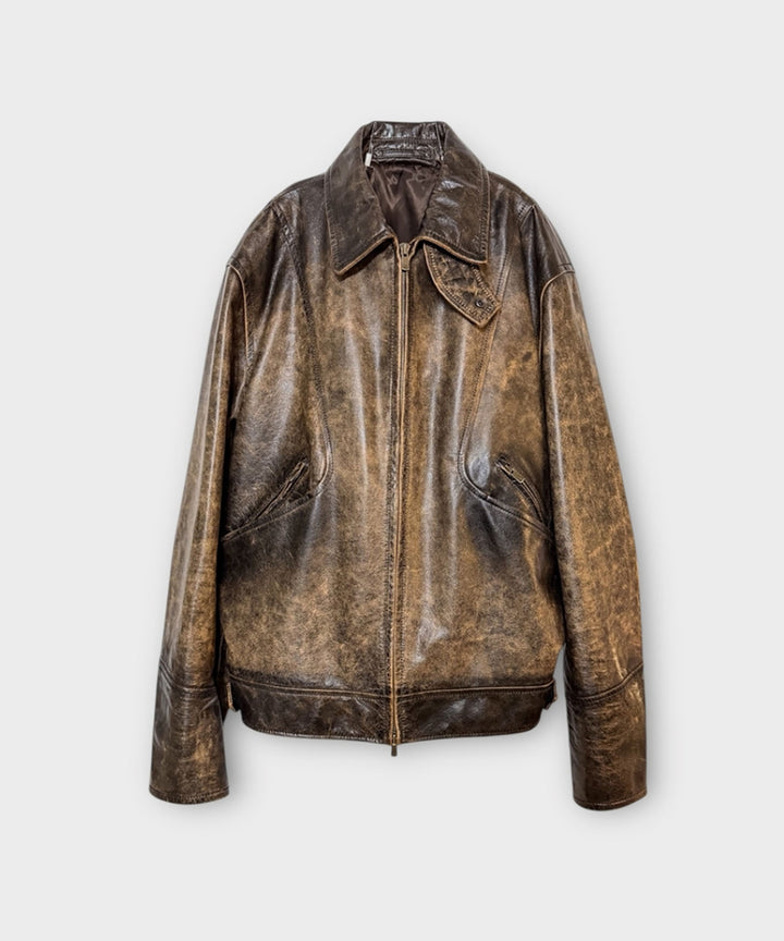 ANTHEM Aアンセムエー のRUSTY BUFFALO LEATHER ZIP BLOUSON - BROWNの公式通販サイトsession福岡セレクトショップ