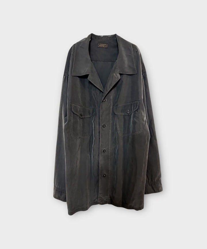 ANTHEM Aアンセムエー のPOWDERY FADE POPLIN OPEN COLLAR SHIRT - CARBONの公式通販サイトsession福岡セレクトショップ
