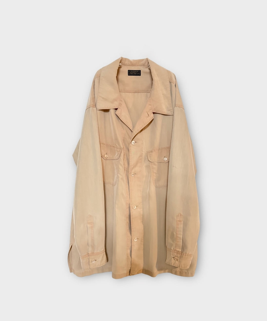 ANTHEM Aアンセムエー のPOWDERY FADE POPLIN OPEN COLLAR SHIRT - FOG BEIGEの公式通販サイトsession福岡セレクトショップ