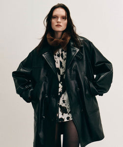 ANTHEM A / アンセムエー】LAMB LEATHER TROMPE L'OEIL SHORT COAT
