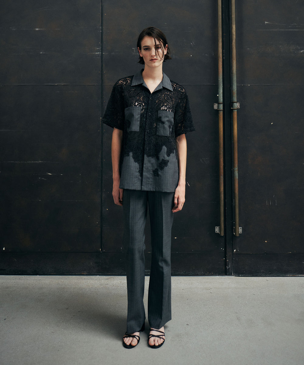  ANTHEM Aアンセムエー のCOMBINE EMBROIDERY OPEN COLLAR SHIRT - TOP GRAYの公式通販サイトsession福岡セレクトショップ