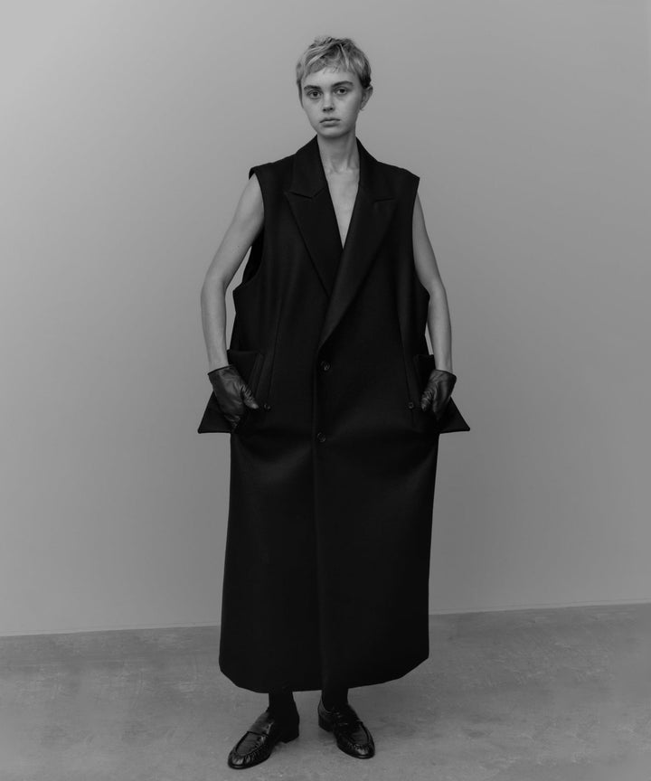 【stein】シュタイン 24ss NO SLEEVE LONG COAT - BLACK (MELTON) sessionセッション福岡セレクトショップ 公式通販サイト