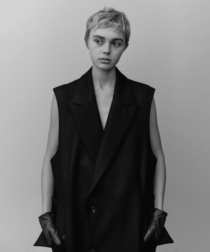【stein】NO SLEEVE LONG COAT - BLACK (MELTON)