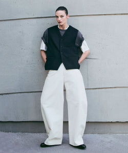 ssstein / シュタイン】DOUBLE WEAVE COTTON ROUND PANTS - CREAM