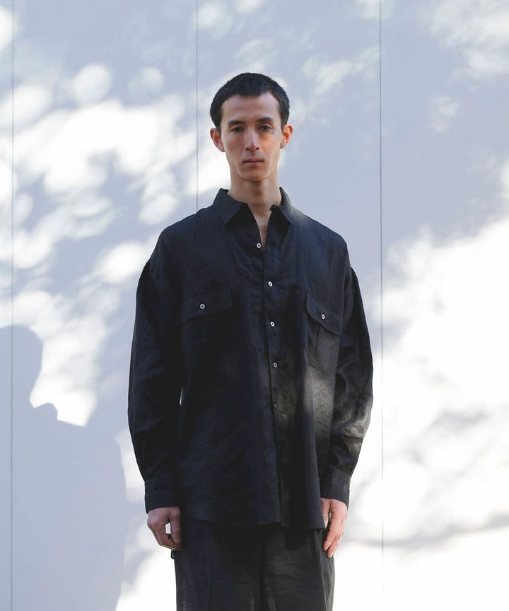 INTÉRIM インテリムのHIGH COUNT LINEN CLOTH HYPER BIG GATHER SHIRTのBLACK 公式通販サイトsession福岡セレクトショップ