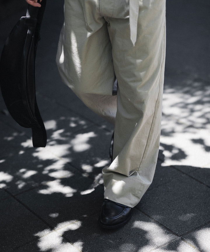 INTÉRIM インテリムのFABRIC WASHER CHINO BELTED FRENCH ARMY MIL BAGGY TROUSERのBEIGE 公式通販サイトsession福岡セレクトショップ