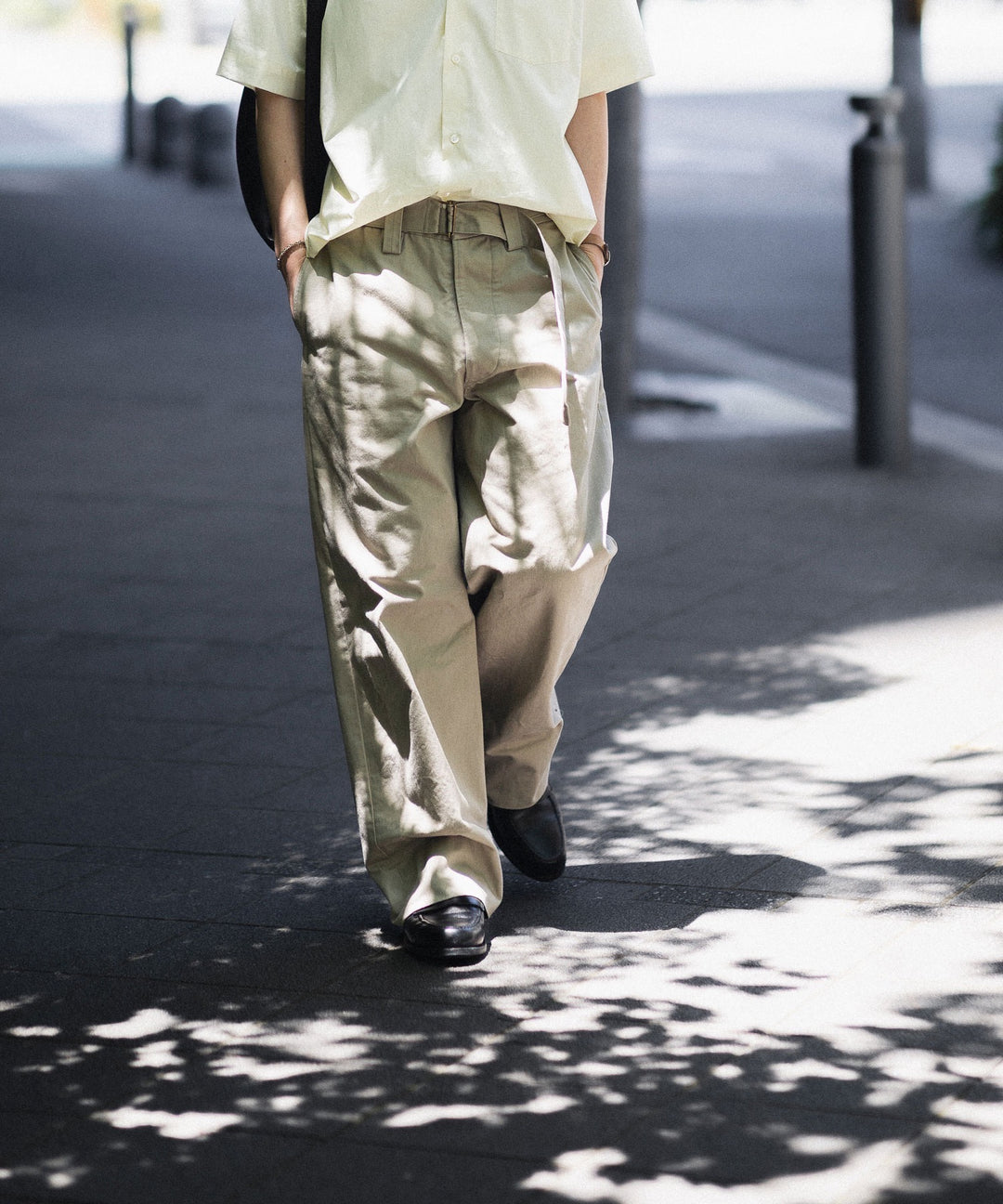 INTÉRIM インテリムのFABRIC WASHER CHINO BELTED FRENCH ARMY MIL BAGGY TROUSERのBEIGE 公式通販サイトsession福岡セレクトショップ
