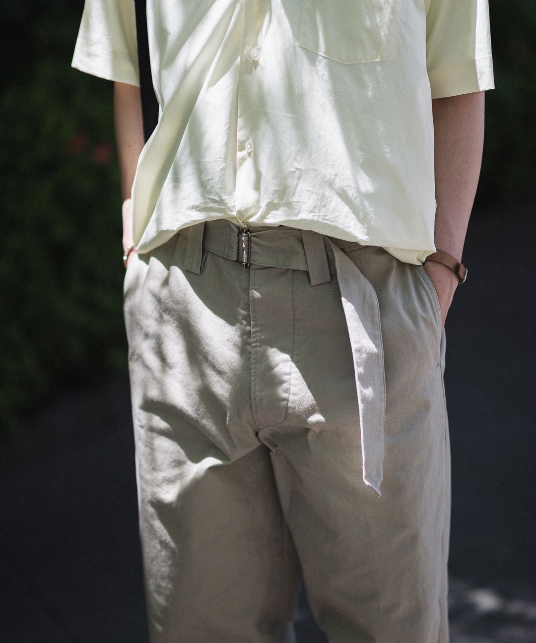 【INTÉRIM】FABRIC WASHER CHINO  BELTED FRENCH ARMY MIL BAGGY TROUSER - BEIGE