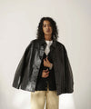 【INTÉRIM】    FULL VEGETABLE TANNED GOAT LEATHER HYPER BIG CAR COAT - BLACK
