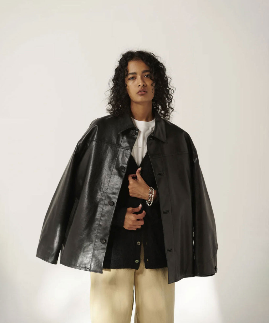 INTÉRIM - インテリムの FULL VEGETABLE TANNED GOAT LEATHER HYPER BIG CAR COATのBLACK公式通販サイトsession福岡セレクトショップ