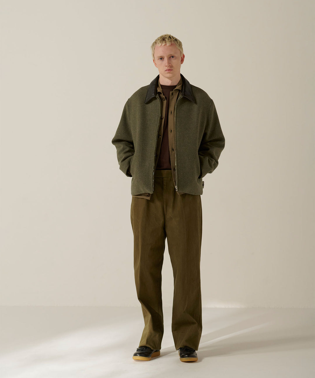 INTÉRIM インテリムのHEAVY PIMA TWILL  BELTED MIL BAGGY TROUSERのARMY GREEN 公式通販サイトsession福岡セレクトショップ