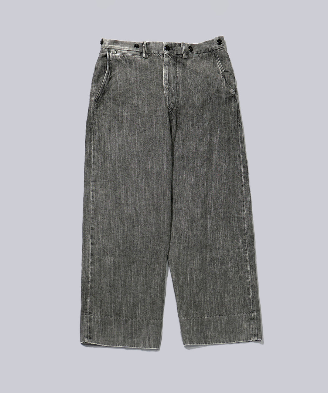 INTÉRIM(インテリム)のVINTAGE FADE LIGHT DENIM MIL BAGGY TROUSER - MID BLACKの公式通販サイトsession福岡セレクトショップ