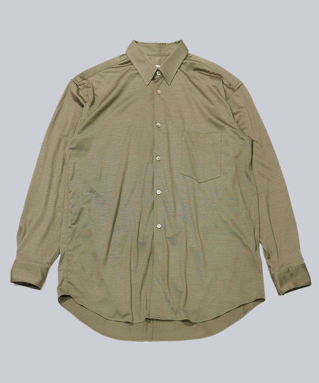 INTÉRIM(インテリム)のEXTRA FINE MERINO WOOL JERSEY L/S REGULAR COLLAR SHIRT - SAGEの公式通販サイトsession福岡セレクトショップ