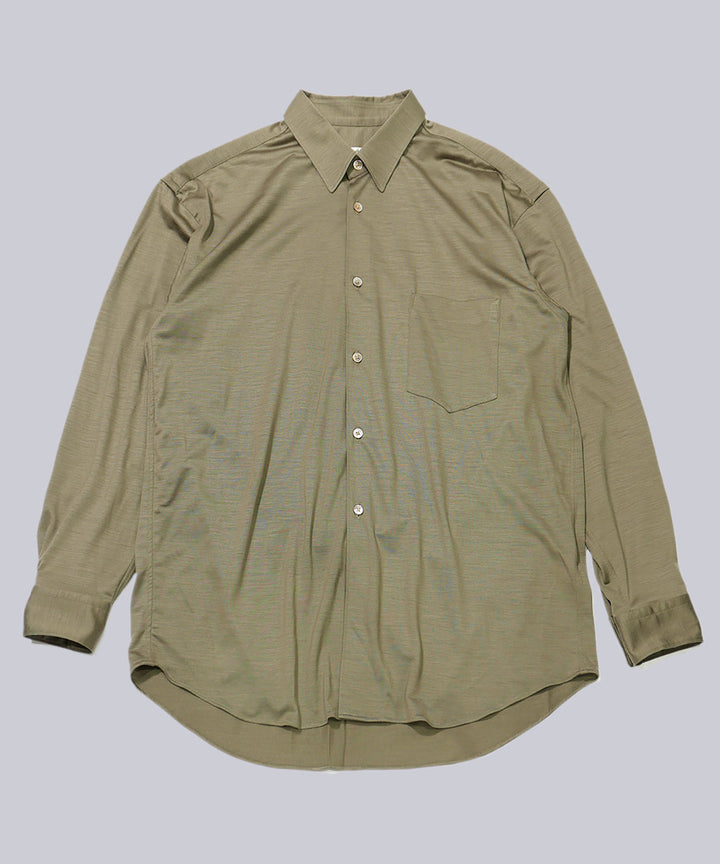 INTÉRIM(インテリム)のEXTRA FINE MERINO WOOL JERSEY L/S REGULAR COLLAR SHIRT - SAGEの公式通販サイトsession福岡セレクトショップ
