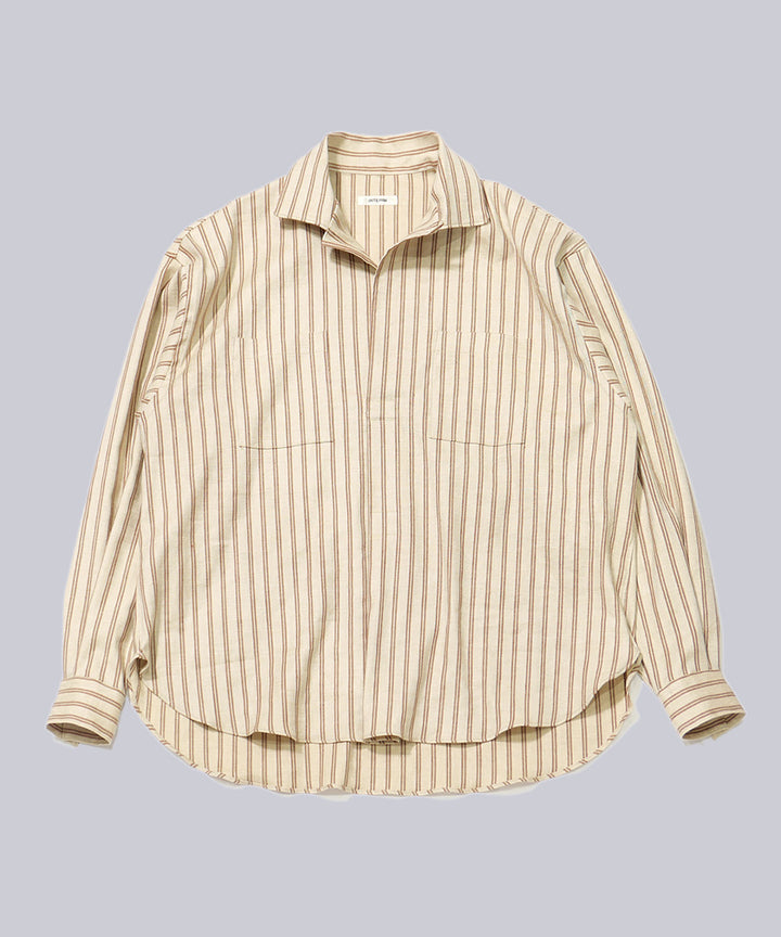 INTÉRIM(インテリム)のSTRIPED LINEN SKIPPER SHIRT - BEIGE STRIPE 公式通販サイトsession福岡セレクトショップ