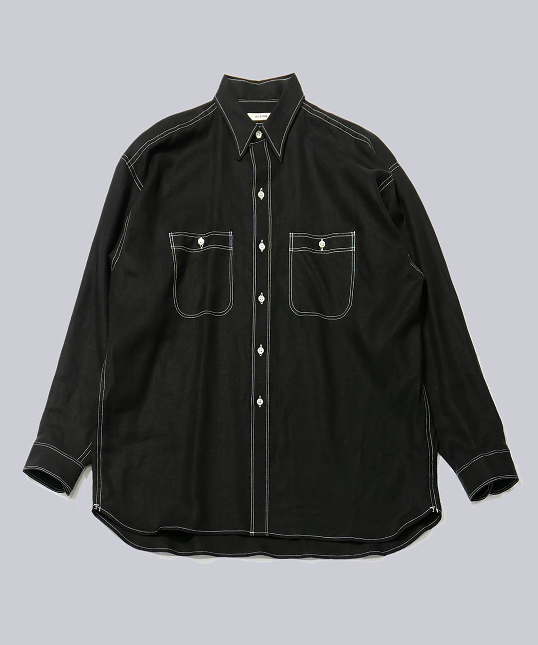 INTÉRIM(インテリム)のHYPER BIG LINEN OXFORD MILITARY WORK SHIRT - BLACK 公式通販サイトsession福岡セレクトショップ
