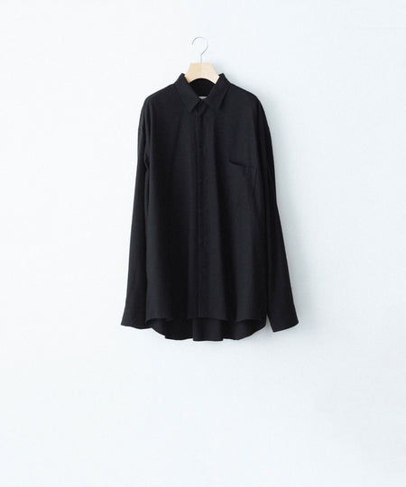 【INTÉRIM】 SILK NOIL HYPER BIG L/S REGULAR SHIRT - BLACK