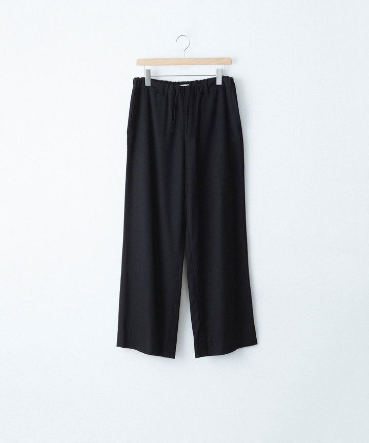 【INTÉRIM】SILK NOIL WIDE DRESS EASY PANTS - BLACK