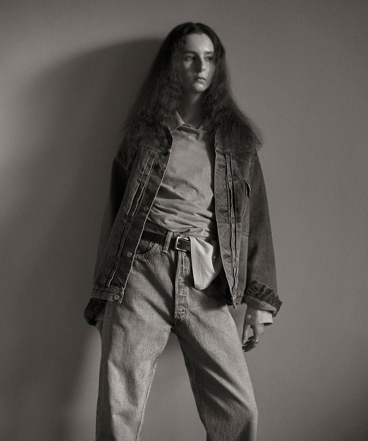 インテリムのHYPER BIG VINTAGE WASHED "1ST KIBATA SHUTTLE DENIM JACKETのSHABBY